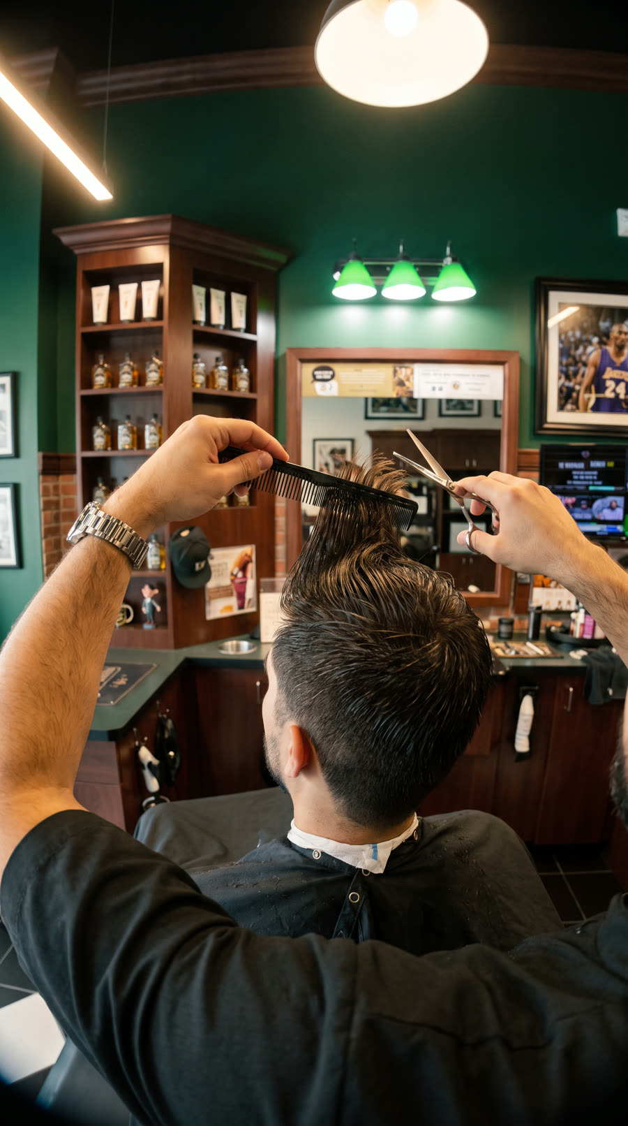 Scissor cut seen from the barber's point of view