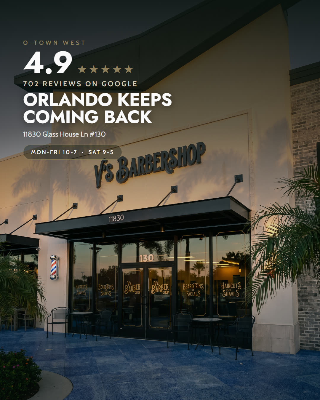 Feed post: 4.9 stars from 702 Google reviews over the shop's storefront